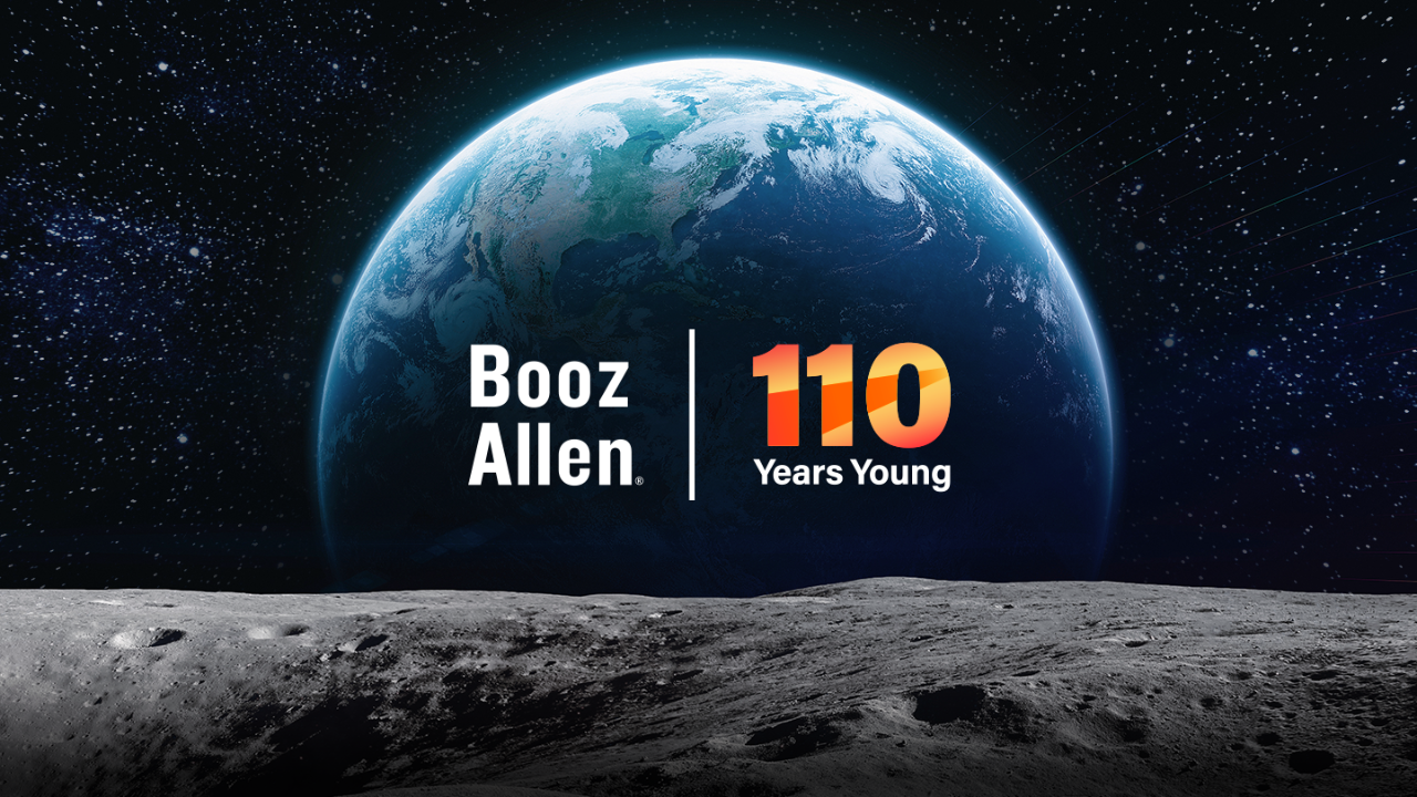 Booz Allen 110 Year Anniversary logo lockup from space