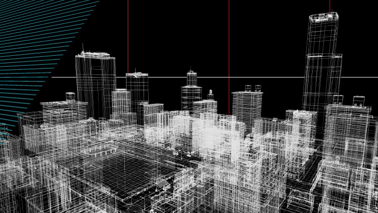 black and white sketch of city buildings