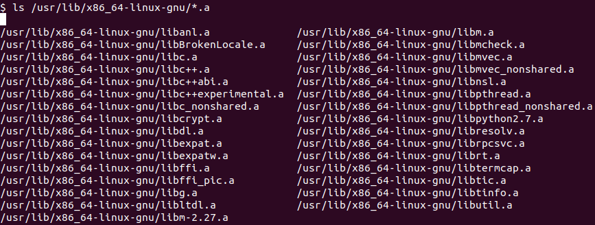 Listing of /usr/lib/x86_64-linux-gnu/*.a