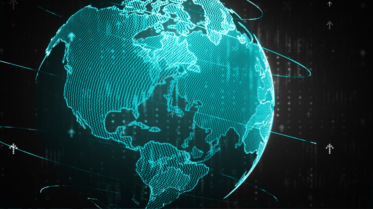 Illustration of a the world made from pixels