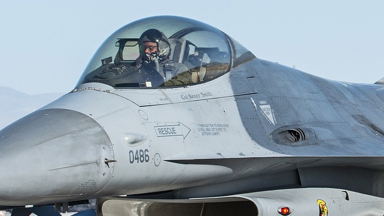 Colonel Kenny Smith in cockpit of fighter jet