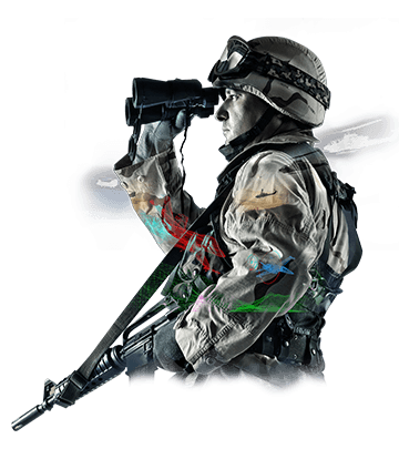 warfighter using binoculars