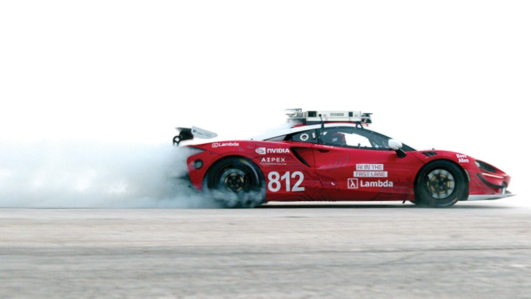 car speeding to the right