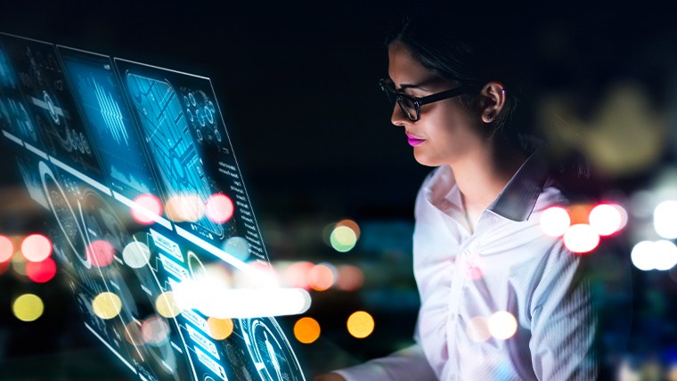 woman working heads up display
