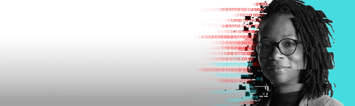 image of woman with binary trail