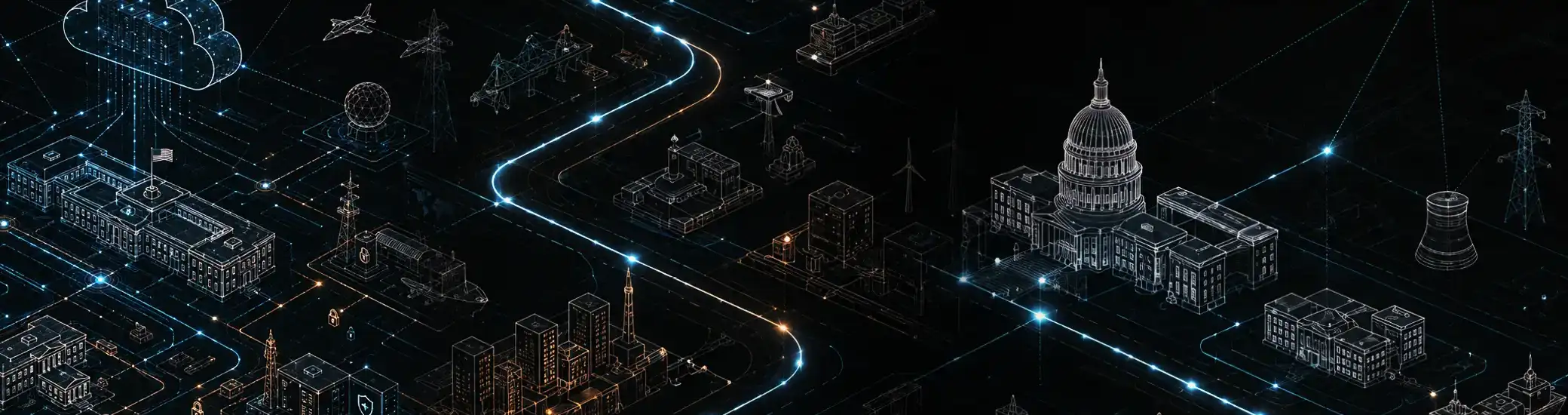 abstract visual of technology and Washington D.C.