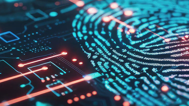 neon thumb print on computer surface