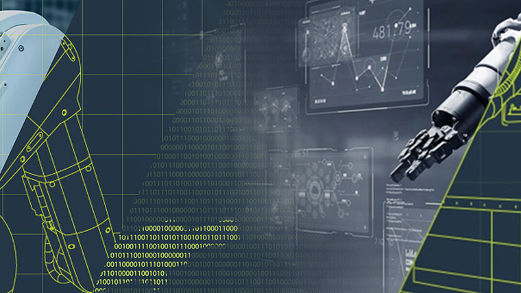 abstract illustration with robotic arm