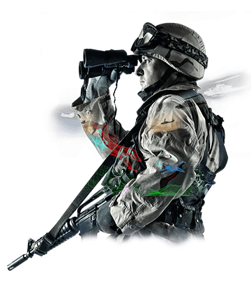 warfighter using binoculars