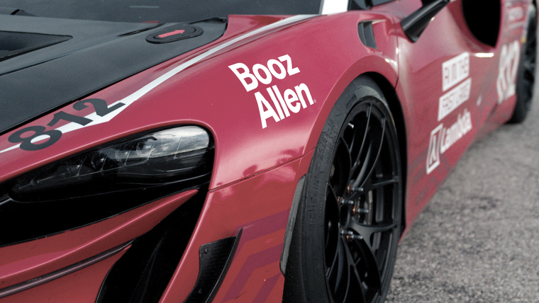 race car with booz allen logo 