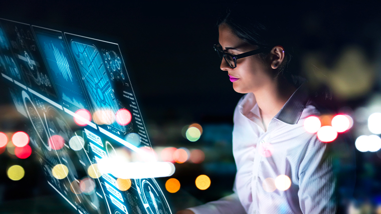 woman working heads up display
